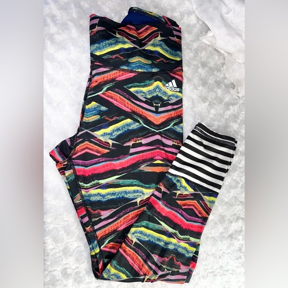 Adidas Womens Training High Rise Multi Color Leggings - Picture 1 of 10